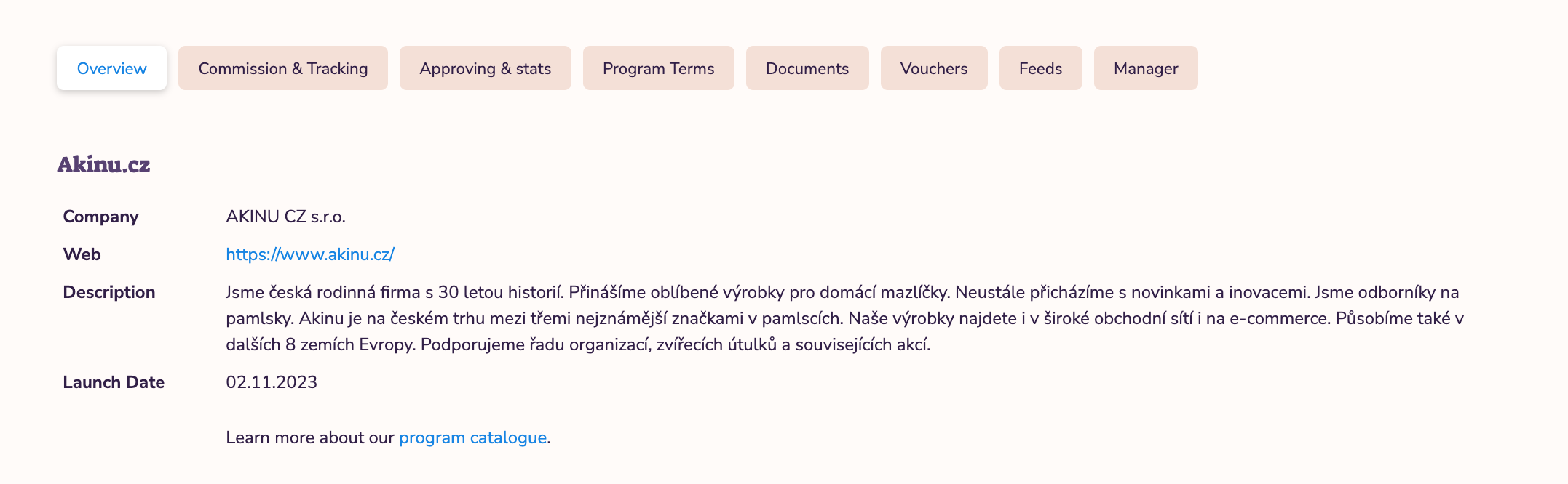 Affiliate program details