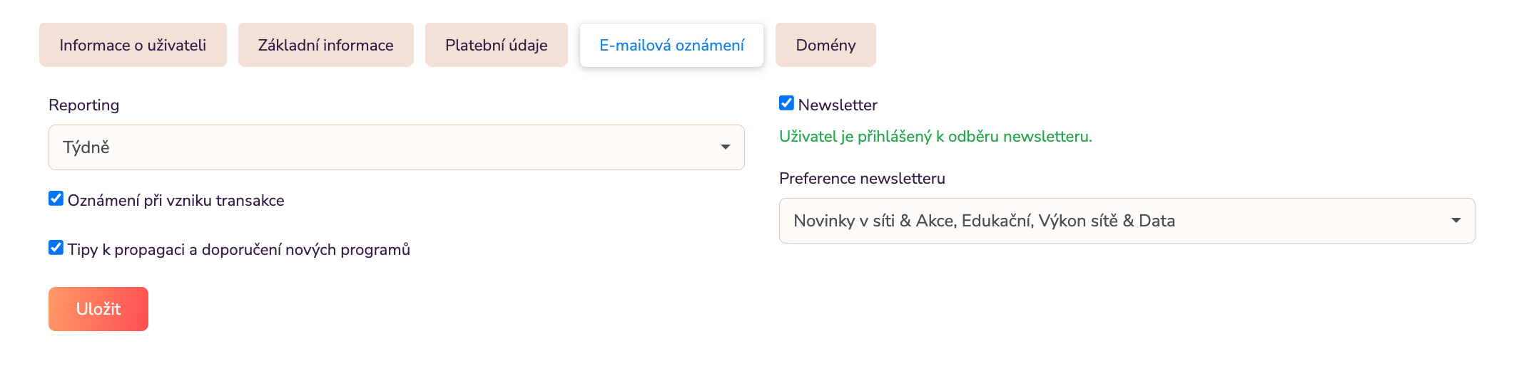 E-mailové oznámení - co vše vám můžeme zasílat