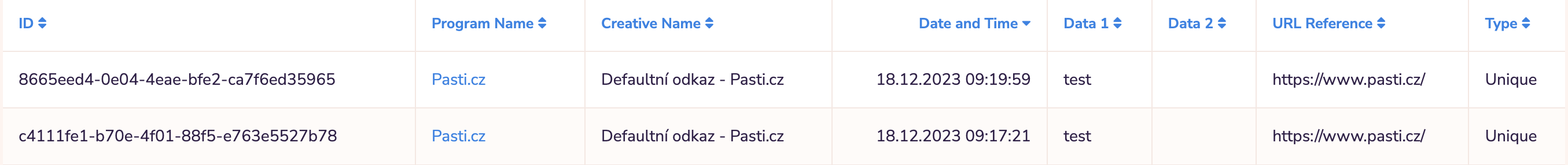 Click statistics Click statistics